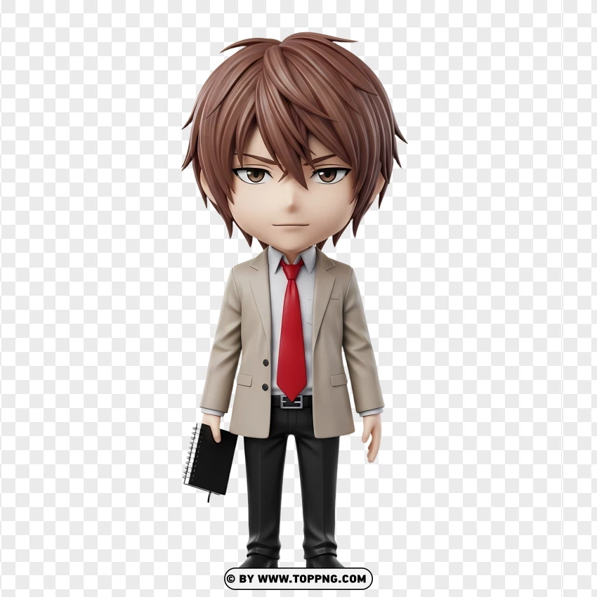 Chibi Light Yagami With Notebook PNG Transparent Background