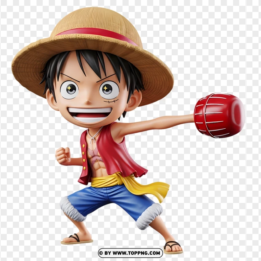 Chibi Luffy Using Gum-gum Punch Attack PNG Transparent Background