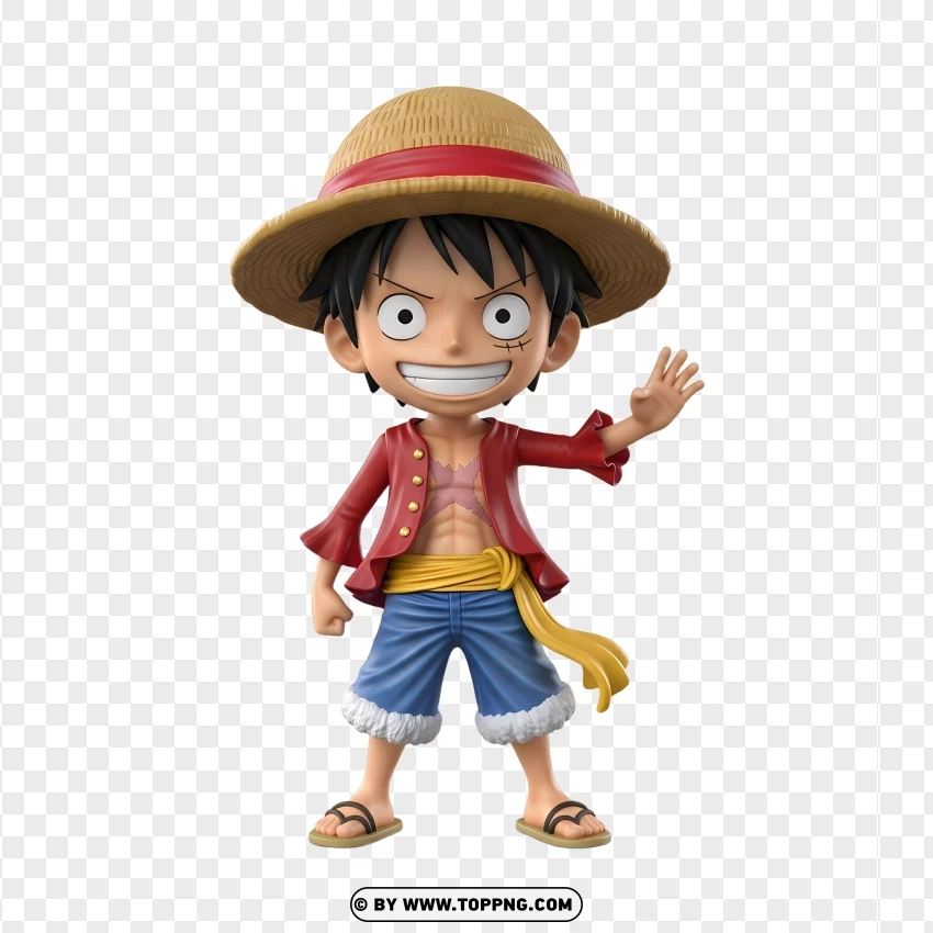 Chibi Luffy With Straw Hat 3d PNG Transparent Background