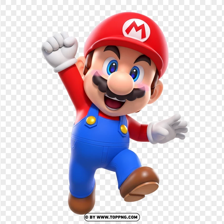 Chibi Mario With Red Hat And Blue Overalls PNG Transparent Background