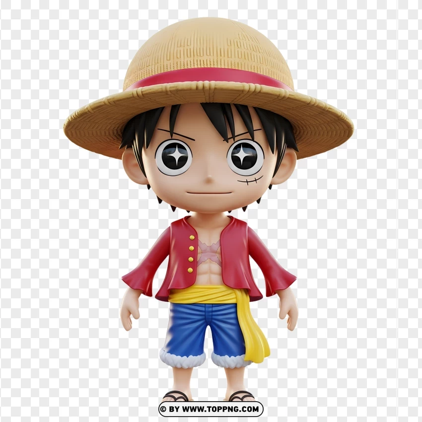 Chibi Monkey D. Luffy With Straw Hat PNG Transparent Background