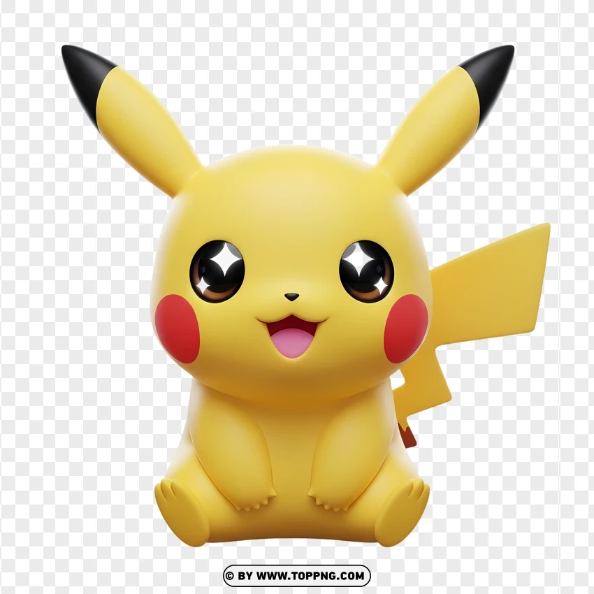 Chibi Pikachu 3d Render With Cute Expression PNG Transparent Background