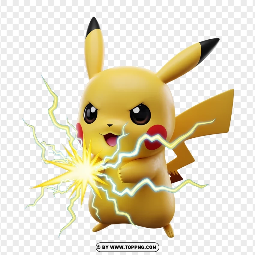 Chibi Pikachu Using Thunderbolt Electric Attack PNG Transparent Background