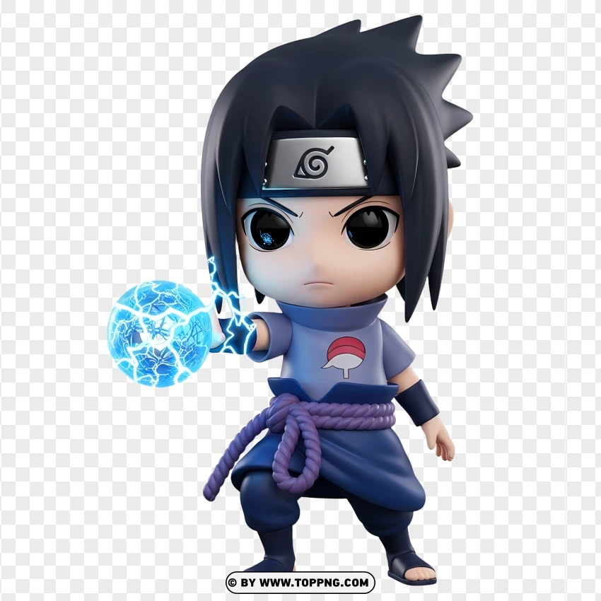 Chibi Sasuke Performing Chidori With Lightning Sparks PNG Transparent Background