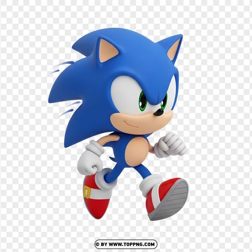Chibi Sonic The Hedgehog Running Pose 3d PNG Transparent Background