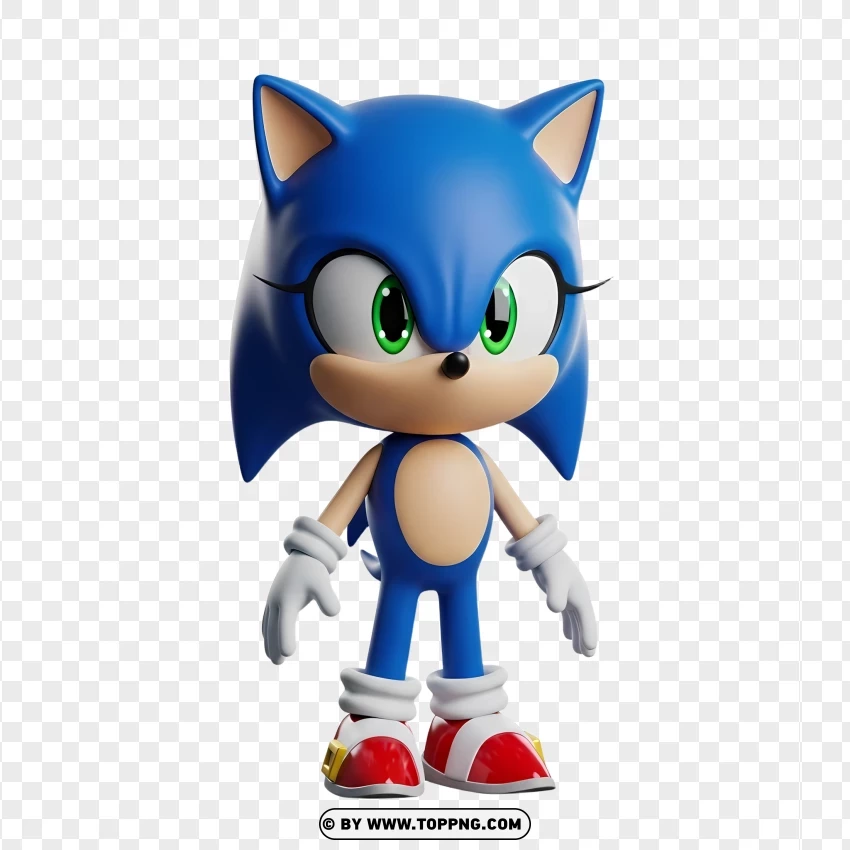 Chibi Sonic With Red Shoes And Lovely Green Eyes PNG Transparent Background