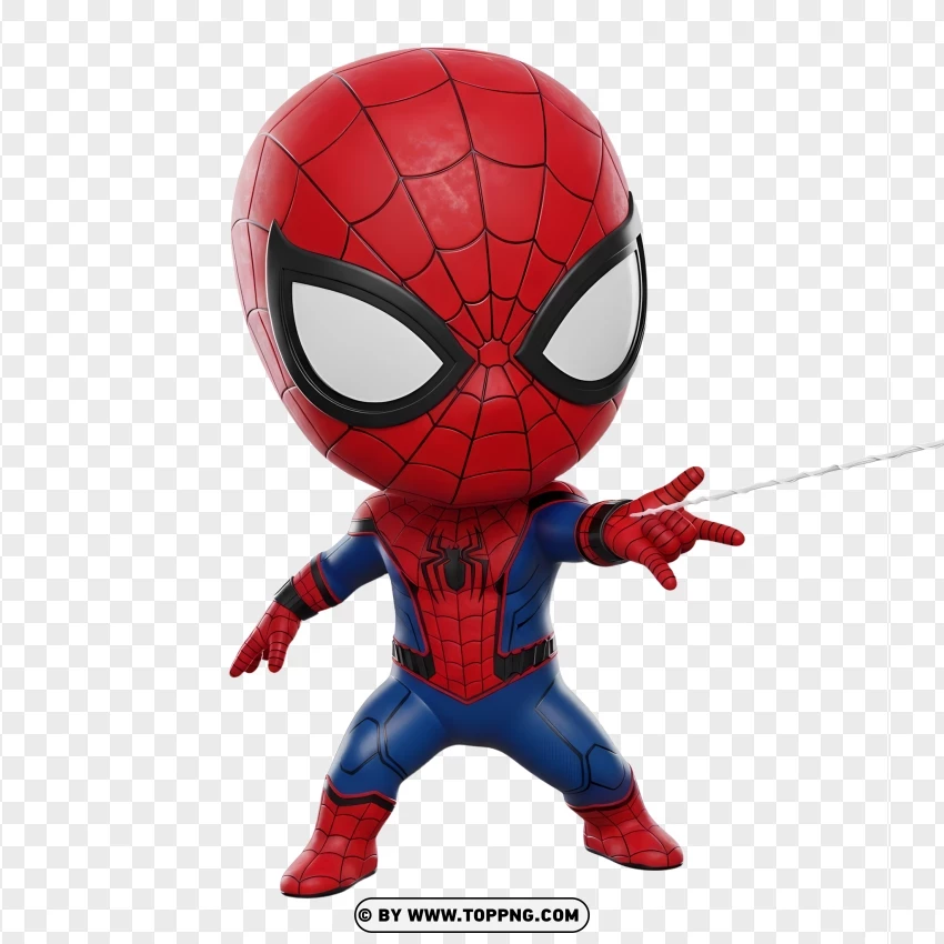 Chibi Spiderman Shooting Web From Hands PNG Transparent Background