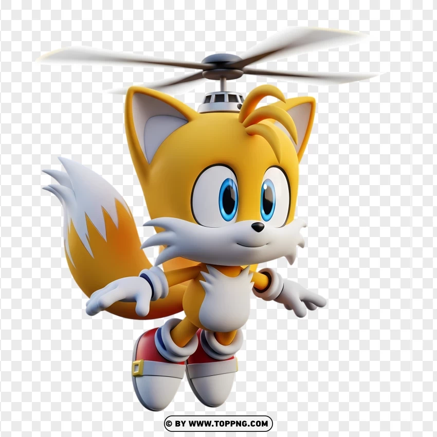 Chibi Tails Flying With Spinning Twin Tails PNG Transparent Background