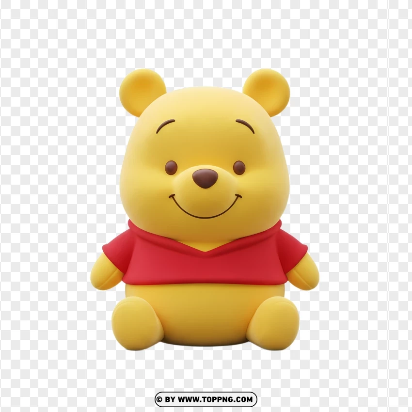 Chibi Winnie The Pooh In Red Shirt PNG Transparent Background