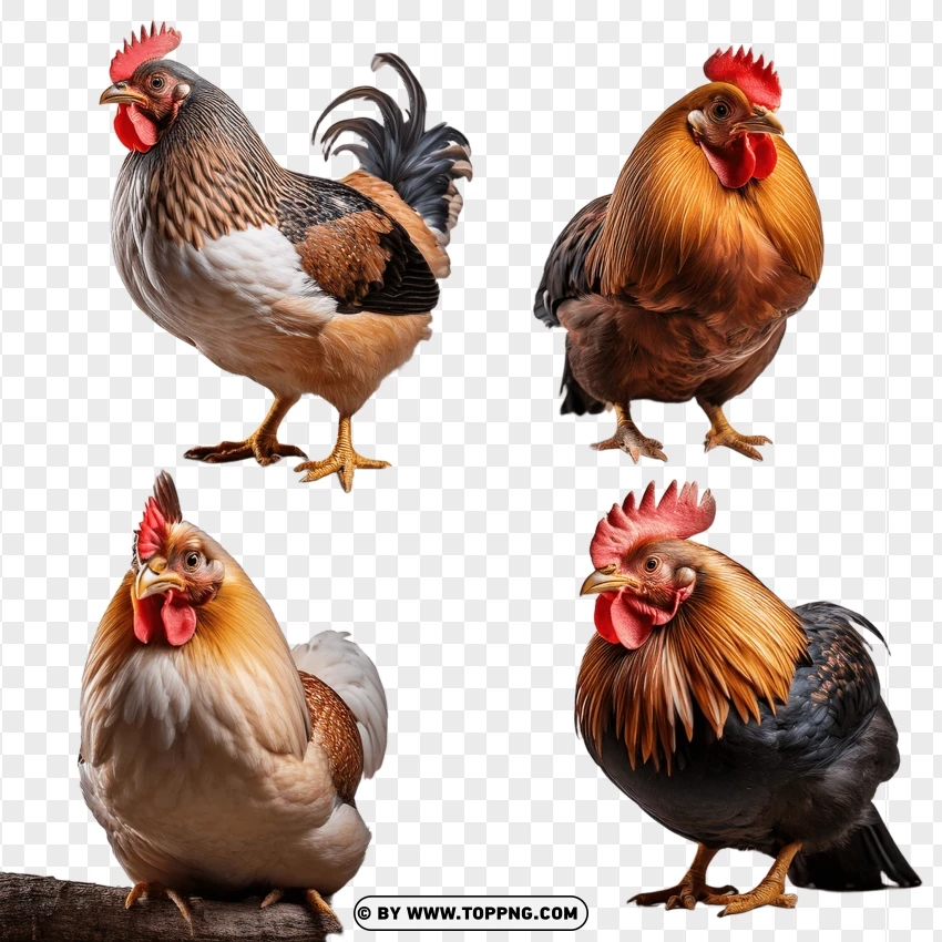 Rooster And Hen In A Natural Farm Setting PNG Transparent Background