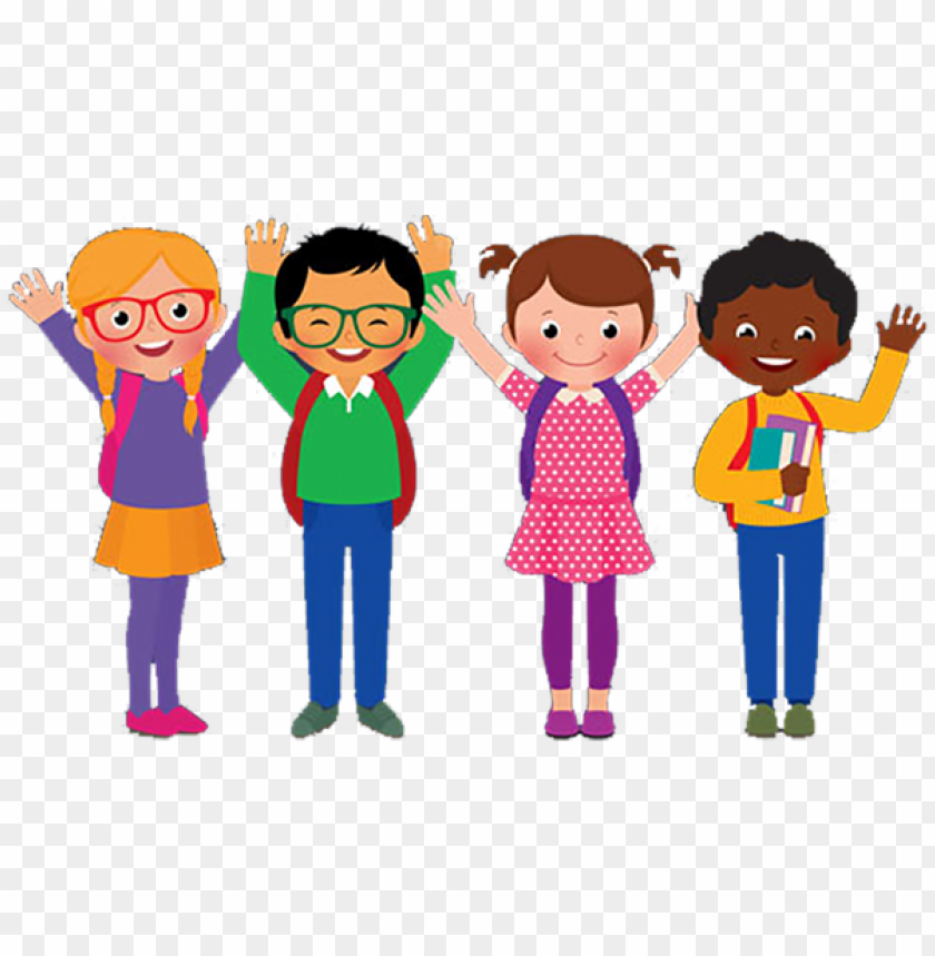children - group of cartoon students PNG image with transparent background  | TOPpng