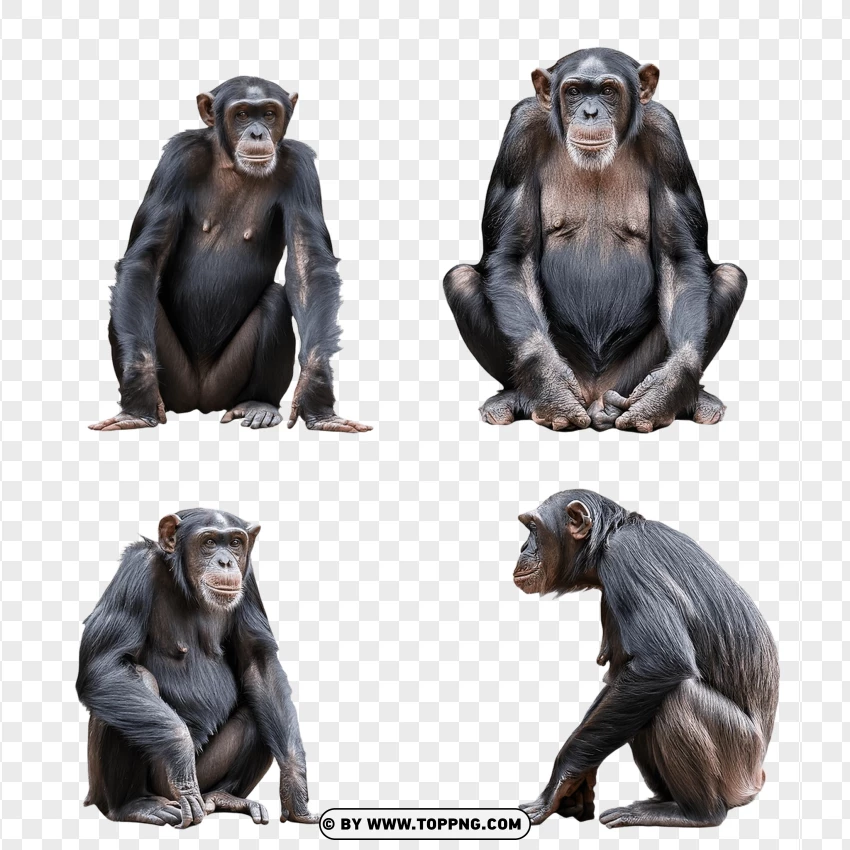 Chimpanzees Sitting Together In A Natural Setting PNG Transparent Background