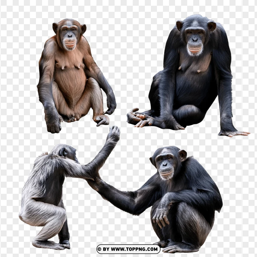 Pair Of Chimpanzees Interacting With Each Other PNG Transparent Background