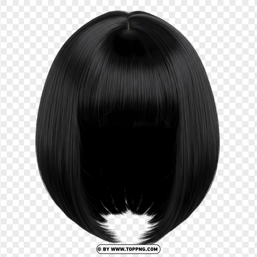 Chin-length bob hair – straight, black, classic