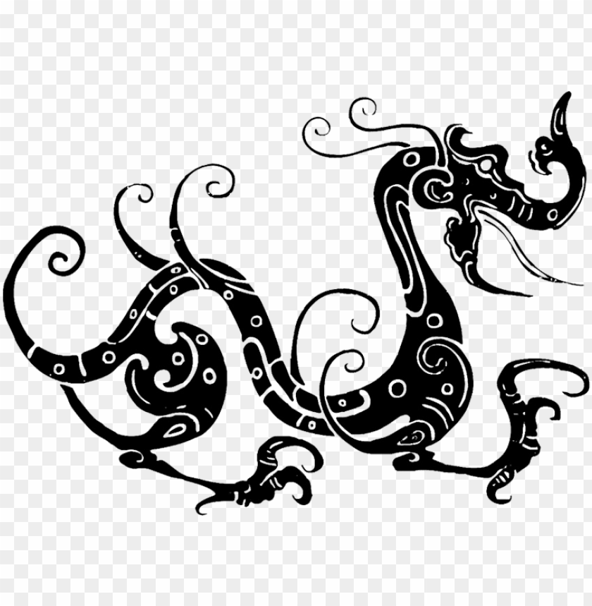 Chinese Dragon Silhouette Swirl Dragon Silhouette Black And White Dragon Frame PNG Image With Transparent Background