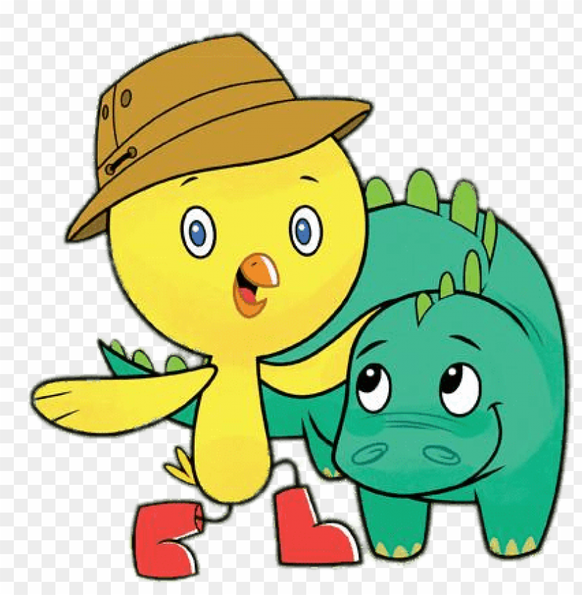 at the movies, cartoons, chirp, chirp with his dinosaur friend, 