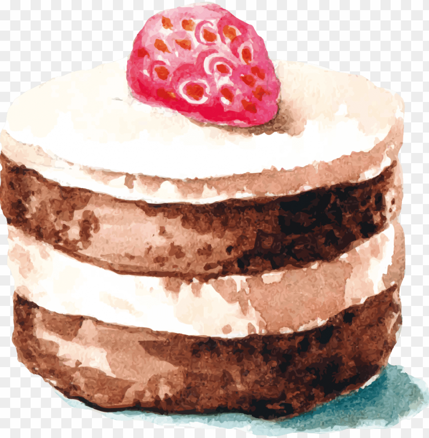 free PNG chocolate cake strawberry cream cake watercolor painting - chocolate watercolour cake drawi PNG image with transparent background PNG images transparent