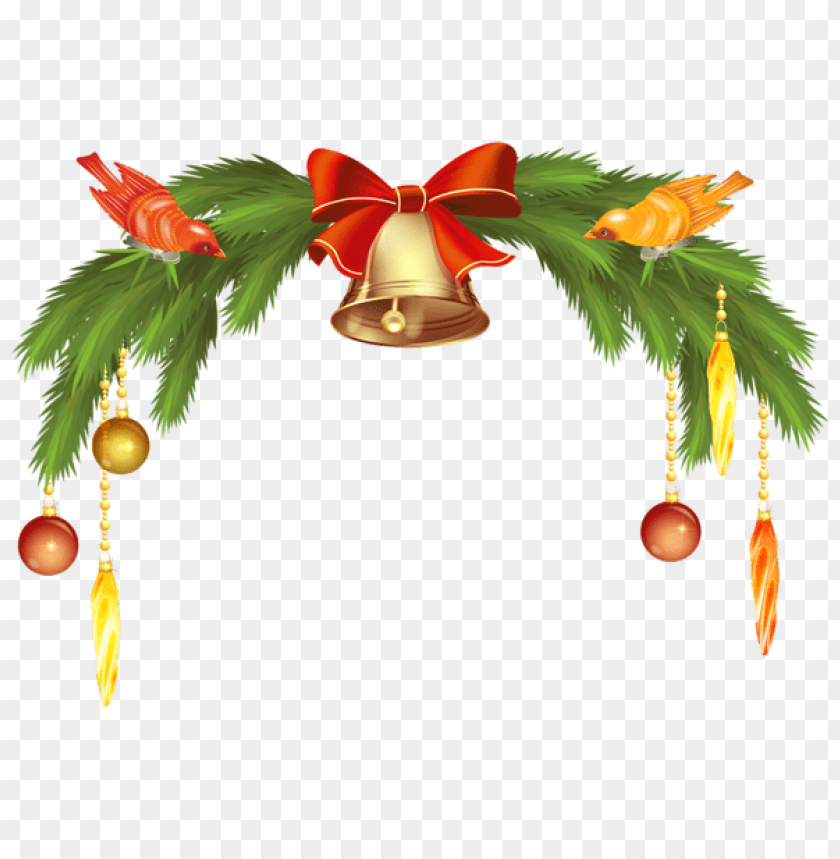 christmas bells with pine branch PNG Images 41148