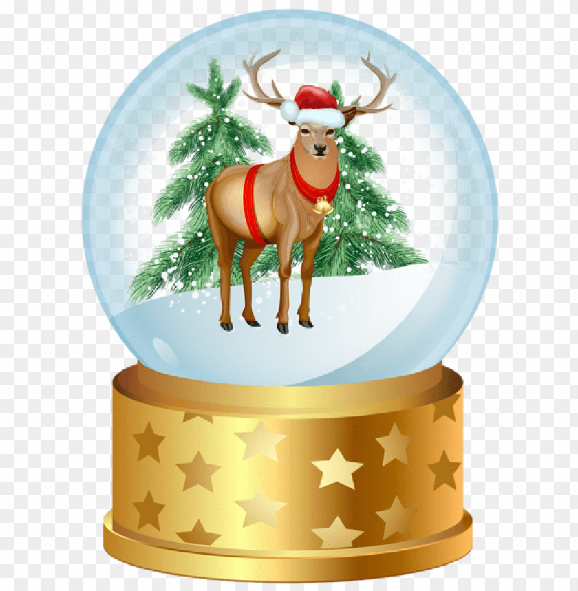 christmas deer snow globe PNG Images 40069