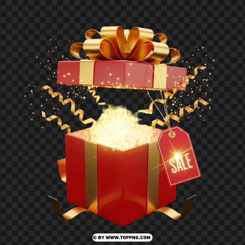 Christmas Gift Box Promo Tag PNG Transparent Background