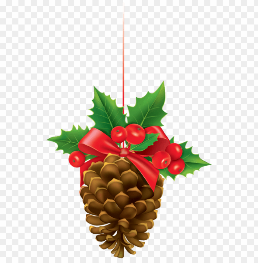 christmas pinecone with mistletoe PNG Images 40019