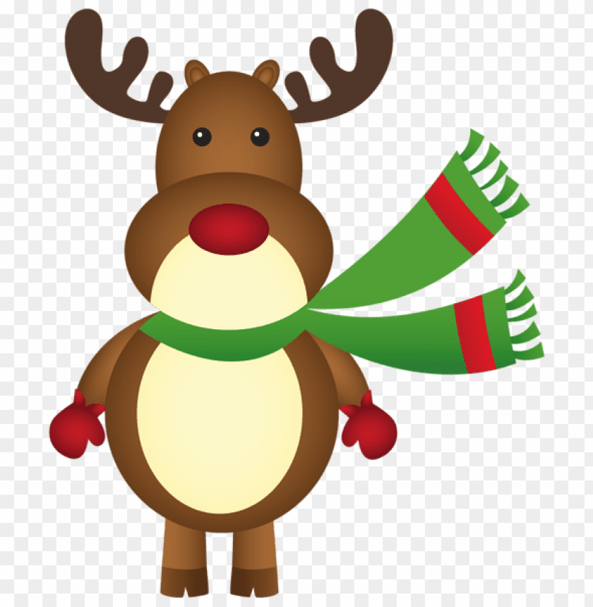 christmas rudolph with scarf PNG Images 40751