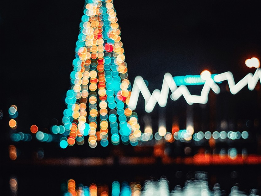 christmas tree, glare, bokeh, lighting, new year, christmas
