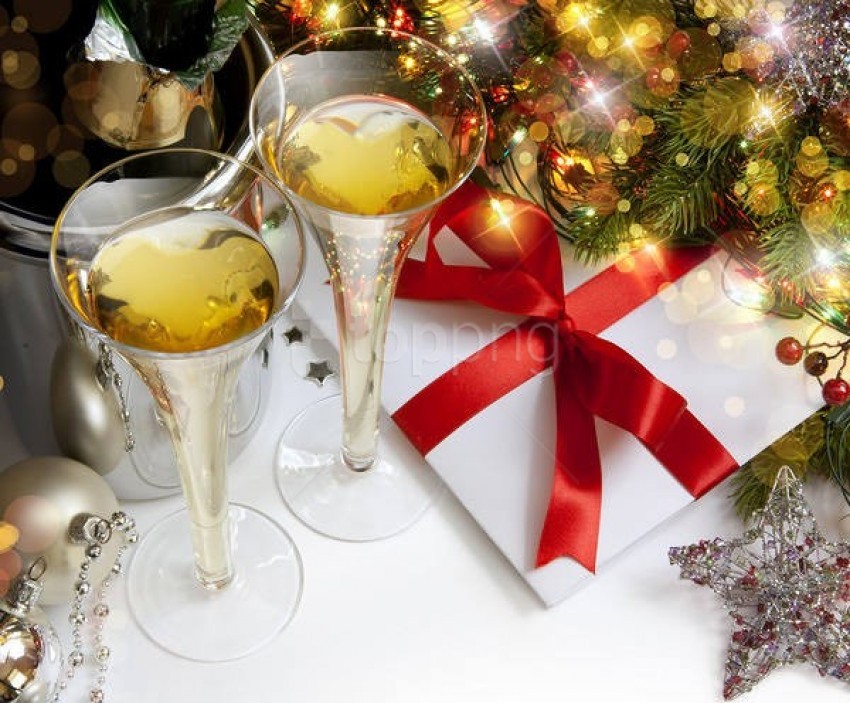 Christmaswith Champagne Glasses Background Best Stock Photos