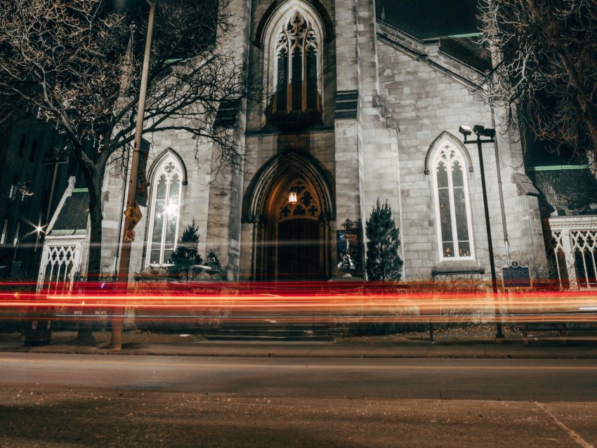 church, night, long exposure, toronto, canada