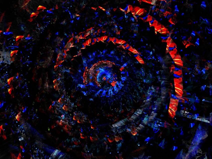 circles, rotation, red, blue, twisted, spiral