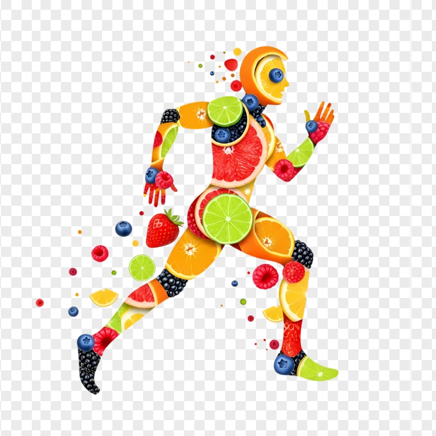 Citrus And Berries Runner Concept On White PNG Transparent Background