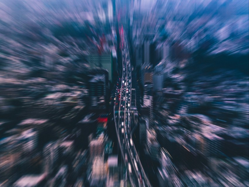 city, aerial view, blur, buildings, street