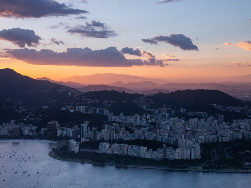 city, aerial view, clouds, rio de janeiro, brazil