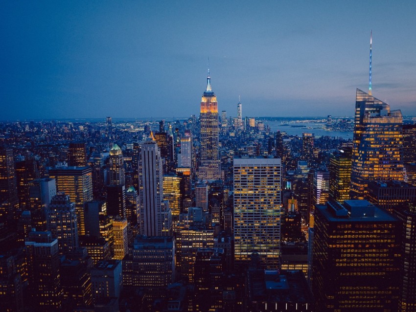 city, aerial view, metropolis, buildings, architecture, urban, new york