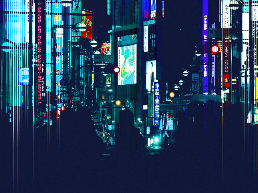 city, night city, art, silhouettes