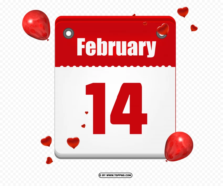 Valentine's Day 14 February Calendar Design HD PNG
