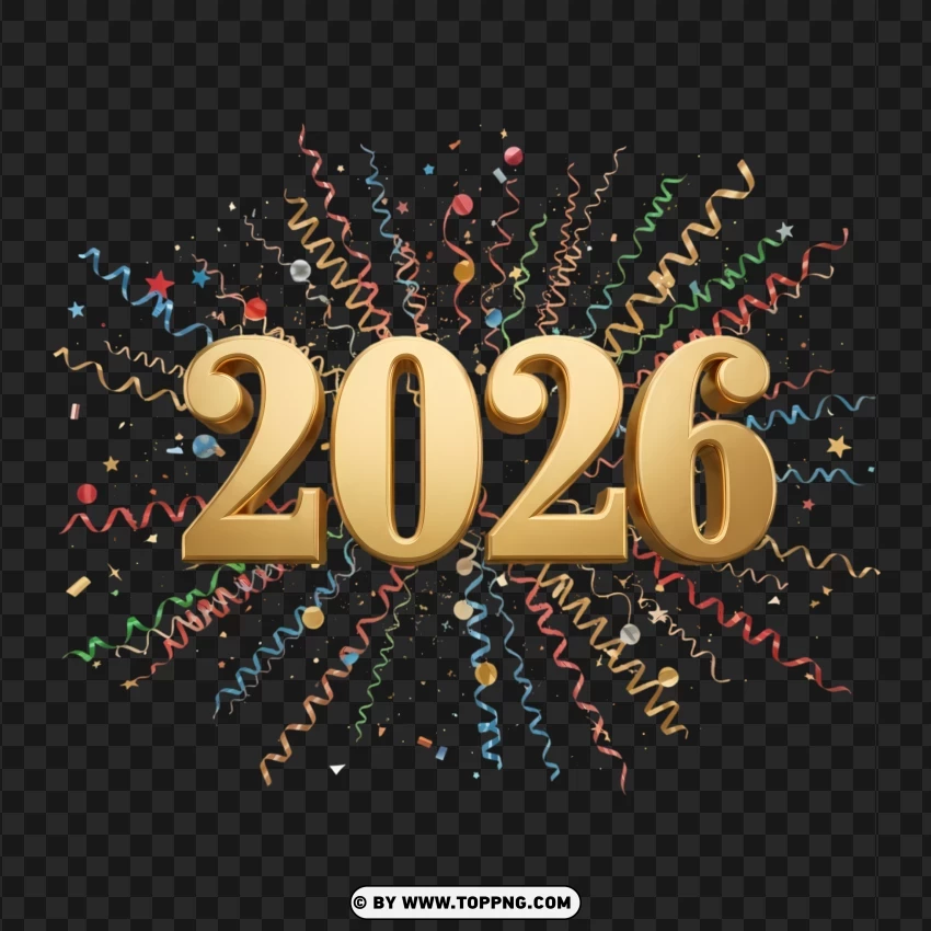 Classic Gold 2026 New Year Celebration Graphic PNG Transparent Background