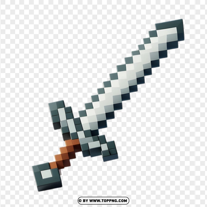 Classic Iron Sword From Minecraft PNG Transparent Background