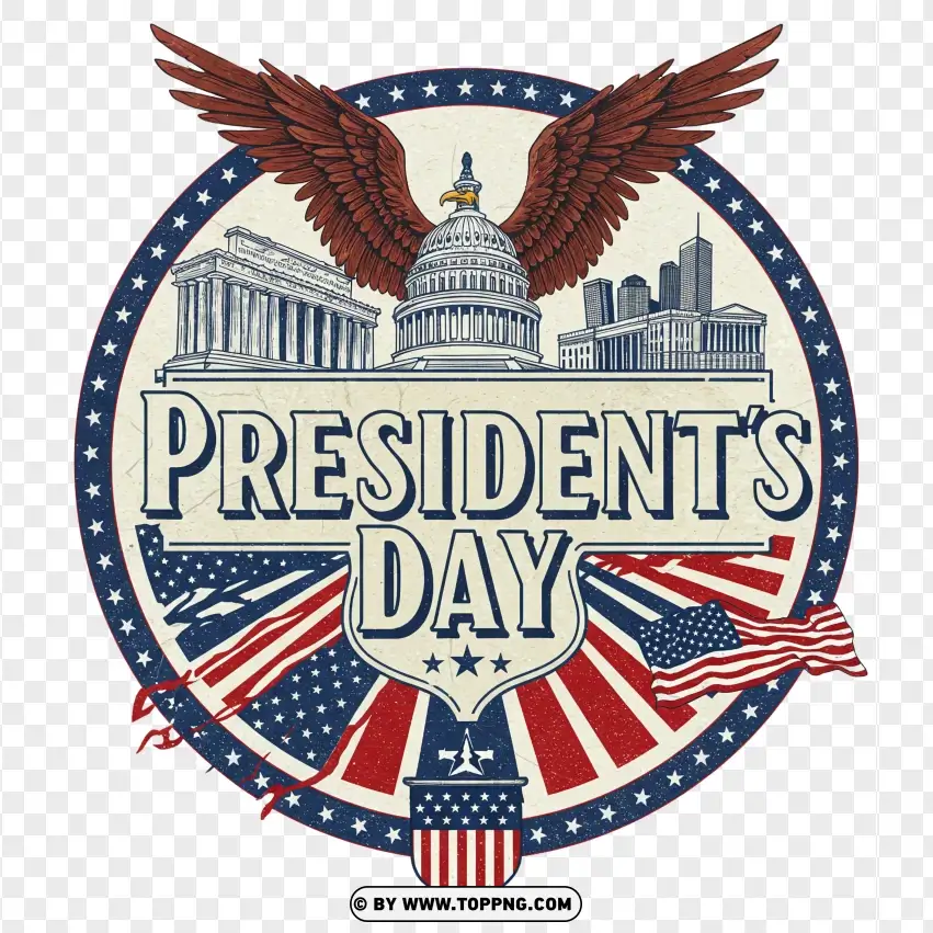 Presidents Day Circular Badge With Eagle PNG Transparent Background