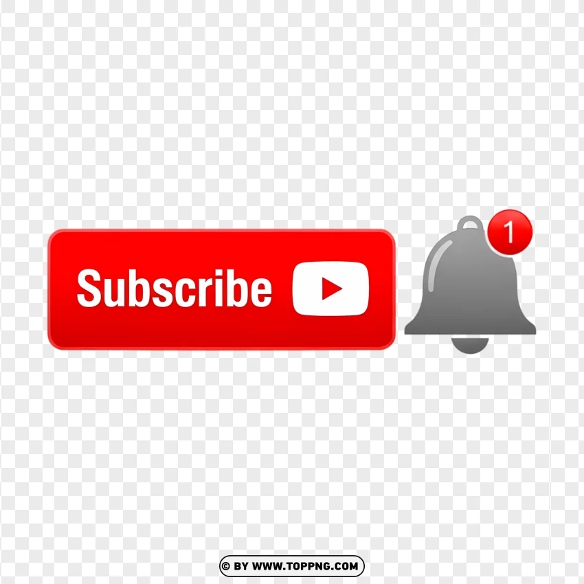 Classic Youtube Subscribe Badge With Bell Icon PNG Transparent Background