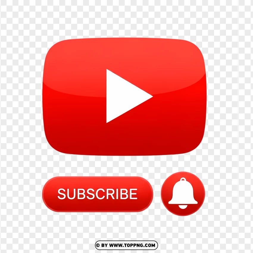 Classic Youtube Subscribe Icon With Bell PNG Transparent Background