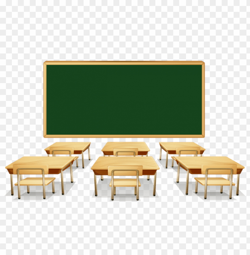 Download Classroom With Green Board And Desks Clipart Png Photo  
