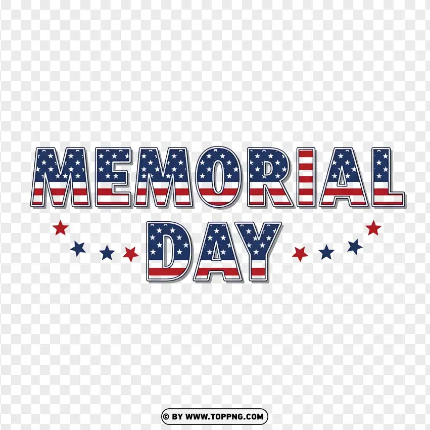 Memorial Day Simple Red And Blue Typography PNG Transparent Background