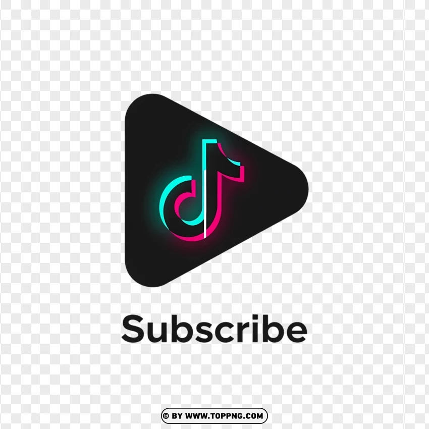 Clean Black Tiktok Subscribe Icon PNG Transparent Background