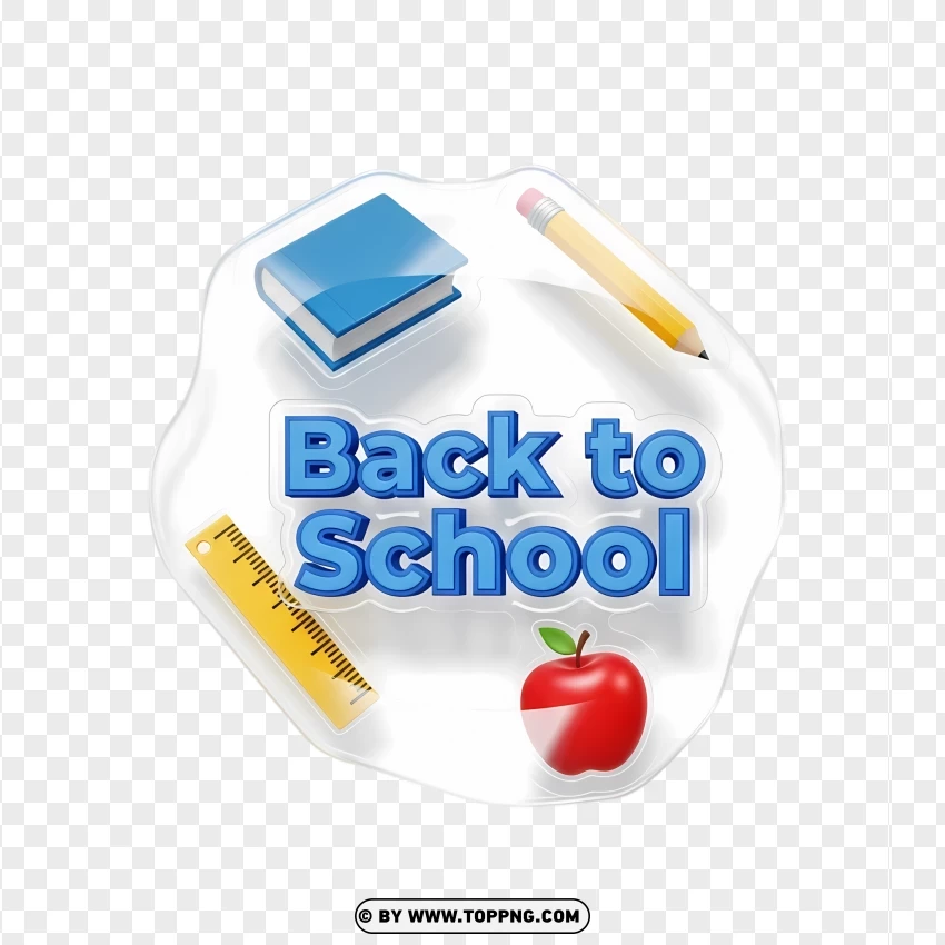 Clear Back To School Sticker With School Icons PNG Transparent Background