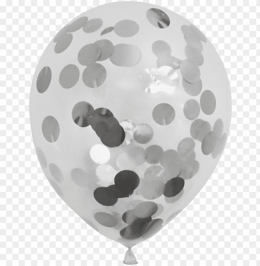 Clear Balloons With Silver Confetti - Silver Confetti Balloo PNG Image With Transparent Background