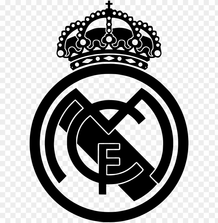 Real Madrid Logo In Black And White PNG TOPpng