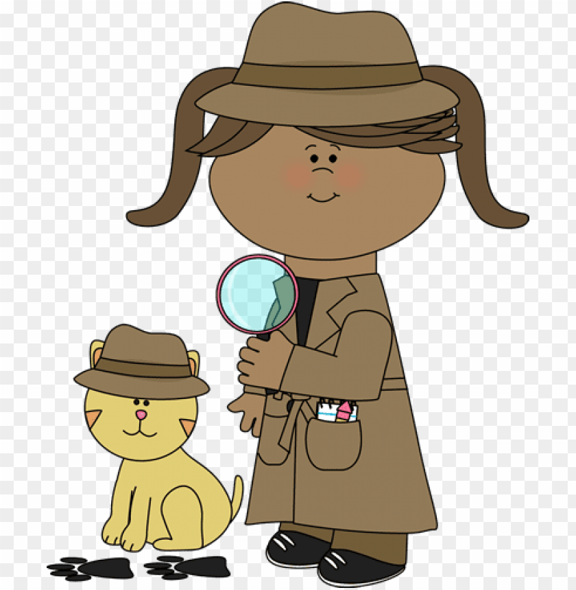 clip art free girl following clues with her pet cat - kid detective clipart  PNG image with transparent background | TOPpng