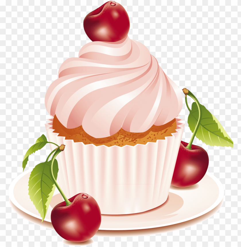 Cherry topped Cupcake Illustration