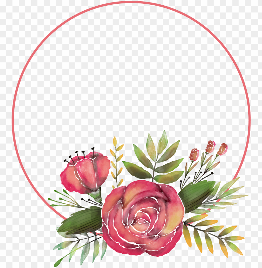 Clipart Hand Painted Rose Flower Frame Transprent Png - Transparent Decorative Frame Flowers PNG Transparent With Clear Background ID 165743